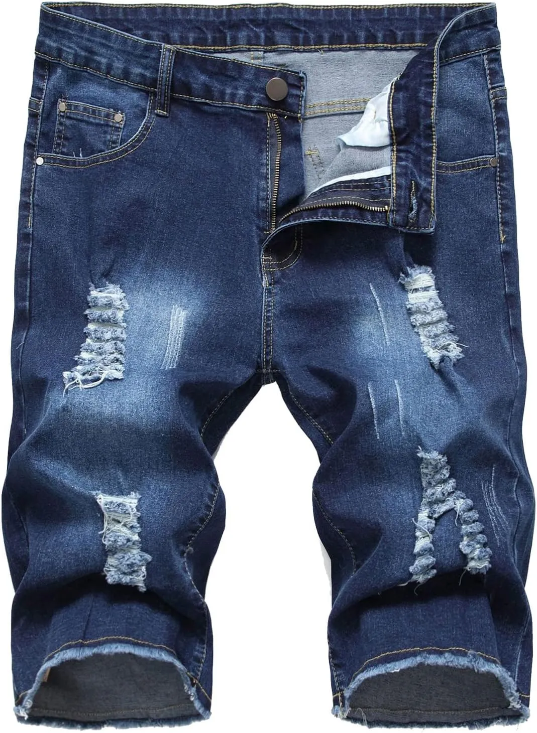 Ripped Jean Shorts for Men 2023 Casual Classic Fit Cut Off Denim Shorts Summer Straight-Fit Waistband Shorts