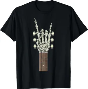Rock On Skeleton Hand Guitar Rock & Roll Men Women Rock Band T-Shirt