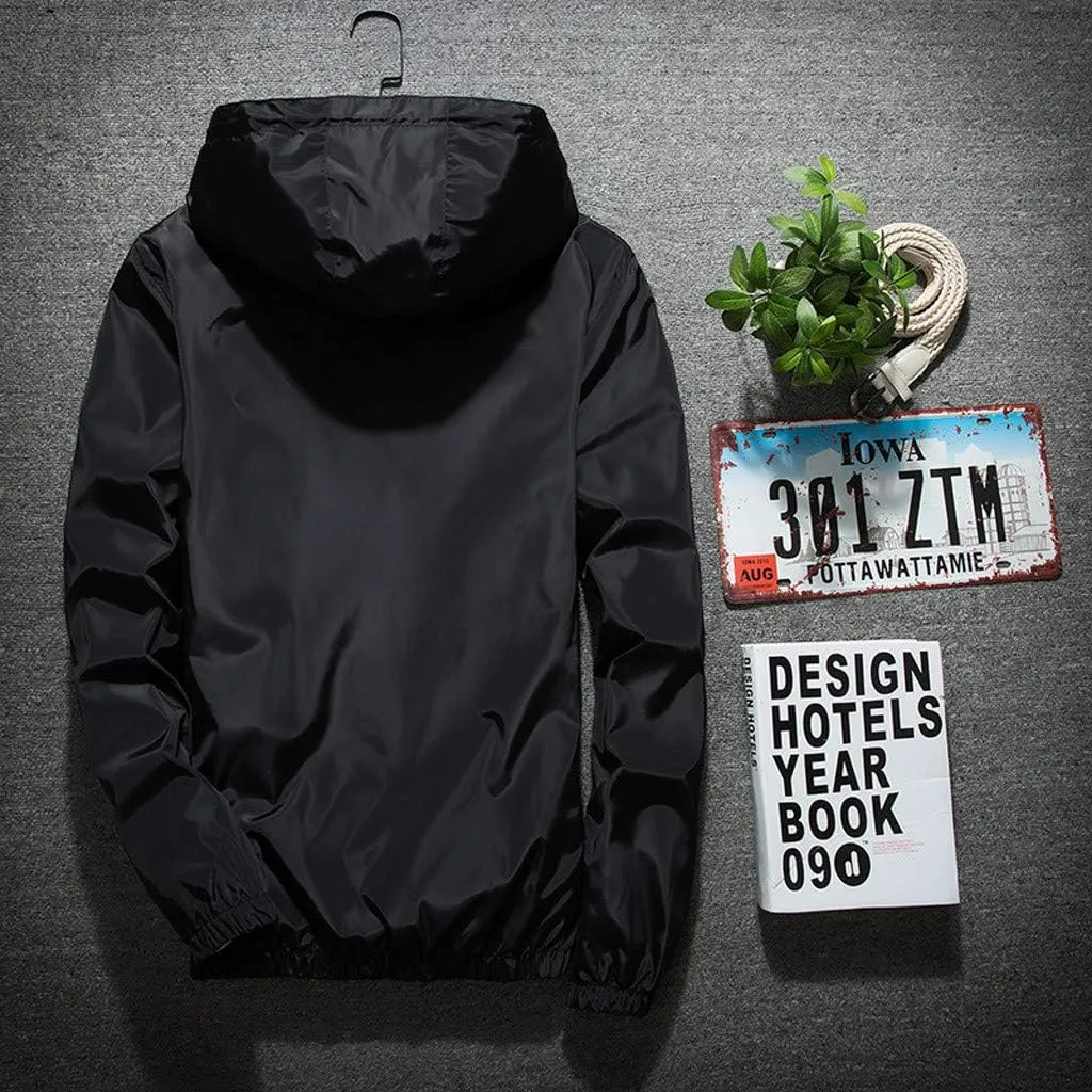 RTRDE Men's Casual Zip Up Jackets Hooded Water Resistant Rain Jacket Windproof for Hiking Fishing Outwear, M-7XL