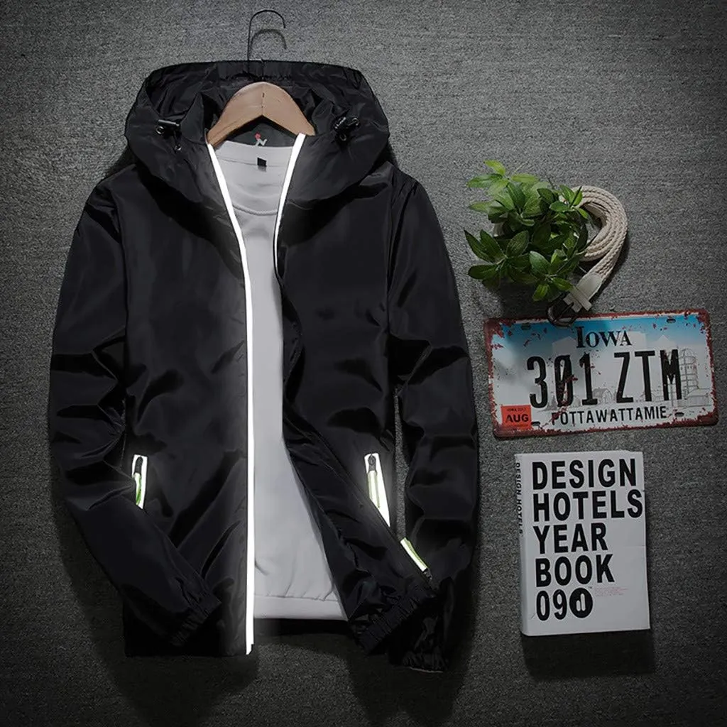 RTRDE Men's Casual Zip Up Jackets Hooded Water Resistant Rain Jacket Windproof for Hiking Fishing Outwear, M-7XL