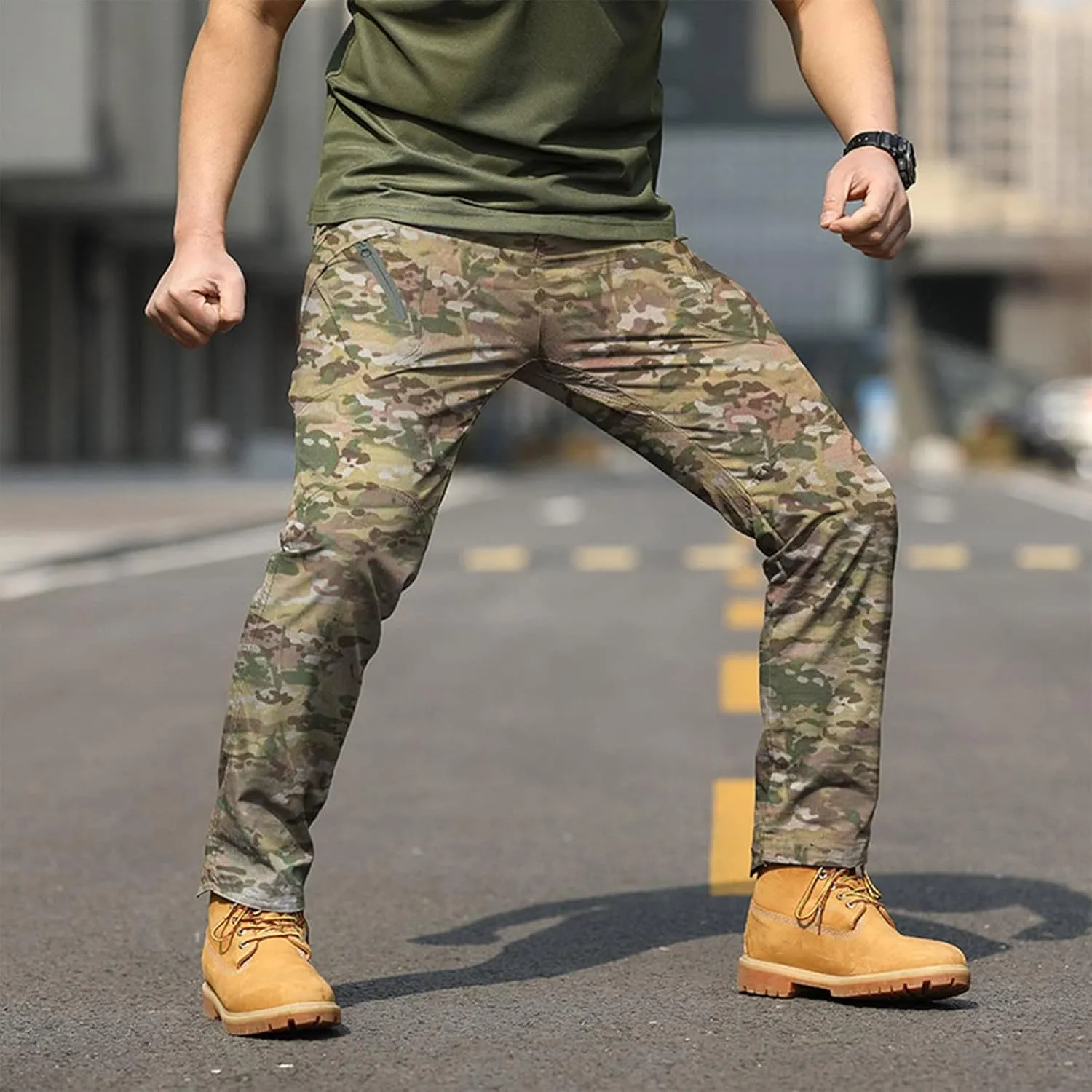 RTRDE Men's Outdoor Military Tactical Pants Lightweight Rip-Stop Casual Cargo Hiking Work Pants, M-3XL