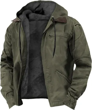 RTRDE Mens Winter Jacket Zip Up Sweatshirts Fleece Jackets Thick Sherpa Lined Hoodie Coats Outwear Jacket, S-8XL