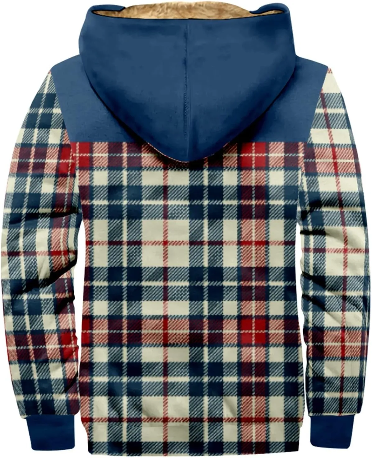 RTRDE Mens Work Coats and Jacket Plaid Fleece Sherpa Lined Heavyweight Thick Zip Up Hoodie Coats Outwear Coat, M-6XL