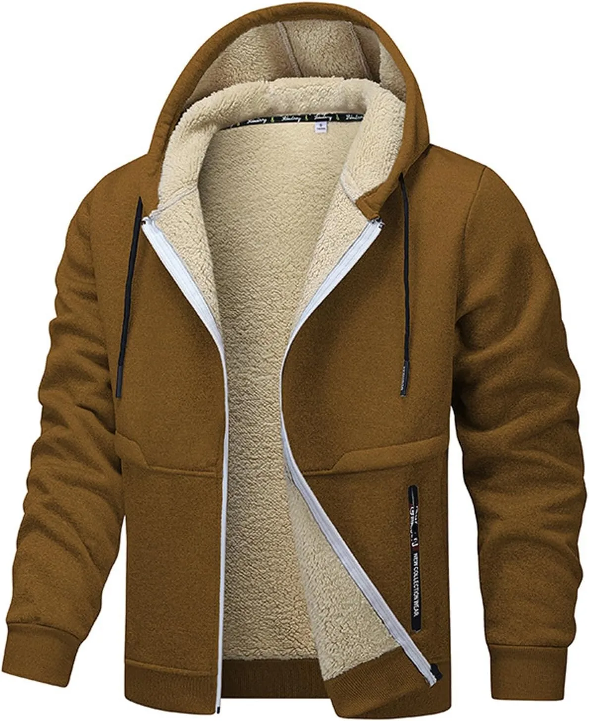 RTRDE Mens Work Jacket Zip Up Sweatshirts Heavyweight Winter Fleece Sherpa Lined Warm Hoodie Jackets Coats Jacket, S-3XL