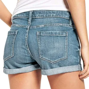Rvidbe Jean Shorts for Women Trendy Women's High Waisted Raw Hem Distressed Ripped Casual Denim Shorts Denim Shorts Women Low Rise