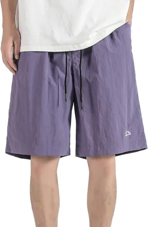 Shorts for Men Summer Embroidered Loose Fit Drawstring Ice Silk 5 Inch Casual Shorts