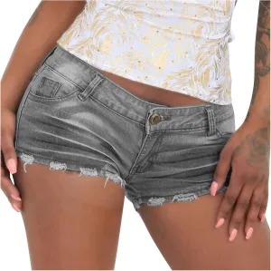 Shorts for Women Denim High Waisted Stretch Solid Fashionable Mom Short Jeans with Pockets Frayed Raw Hem Hot Shorts Summer Shorts for Women