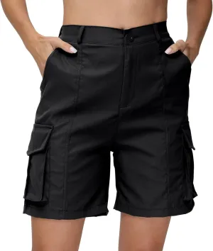 Shorts for Women Y2k Elastic High Waist Cargo Shorts Casual Knee Length Bermuda Shorts Summer Long Shorts with Pocket