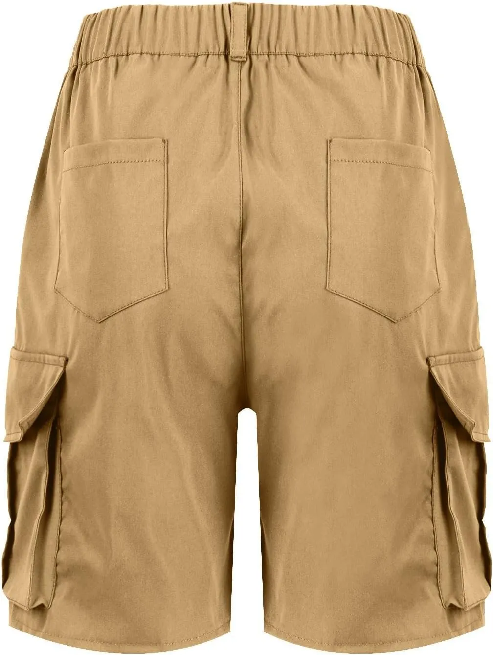 Shorts for Women Y2k Elastic High Waist Cargo Shorts Casual Knee Length Bermuda Shorts Summer Long Shorts with Pocket