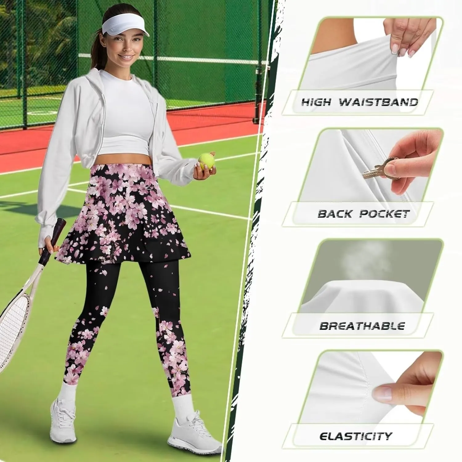 Skirted Leggings for Women Tennis Skirt with Leggings High Waisted Golf Skorts