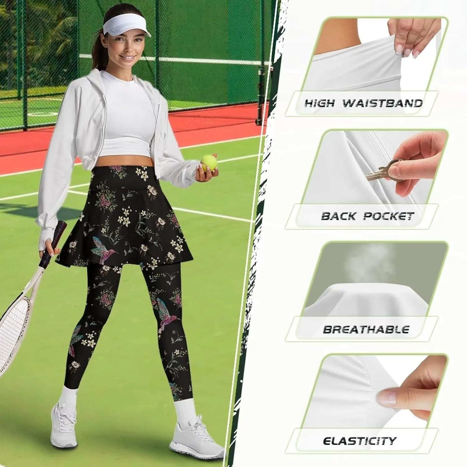 Skirted Leggings for Women Tennis Skirt with Leggings High Waisted Golf Skorts
