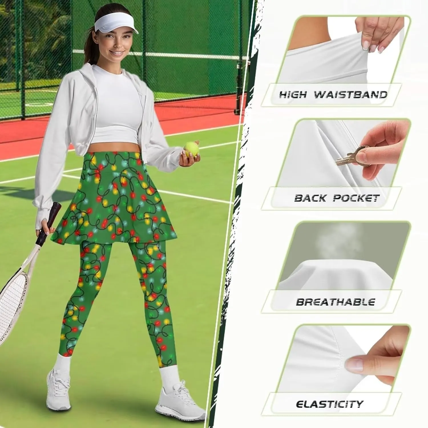 Skirted Leggings for Women Tennis Skirt with Leggings High Waisted Golf Skorts