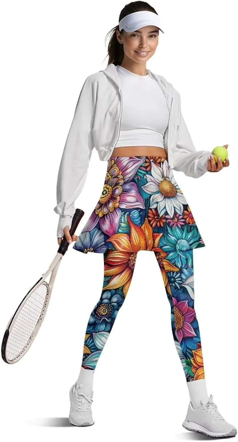 Skirted Leggings for Women Tennis Skirt with Leggings High Waisted Golf Skorts