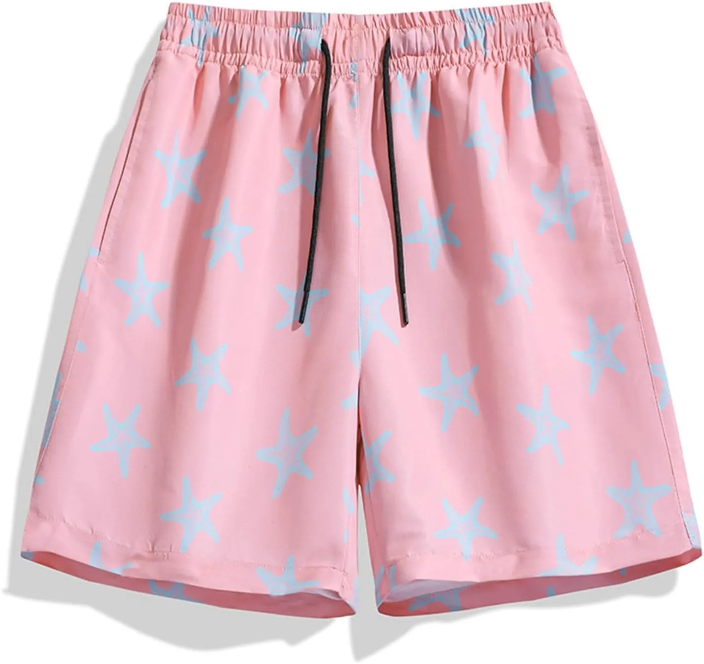 Summer Beach Shorts for Mens Fashion Printed Elastic Waist Drawstring Casual Pant Thin Loose Fit Vacation Park Shorts