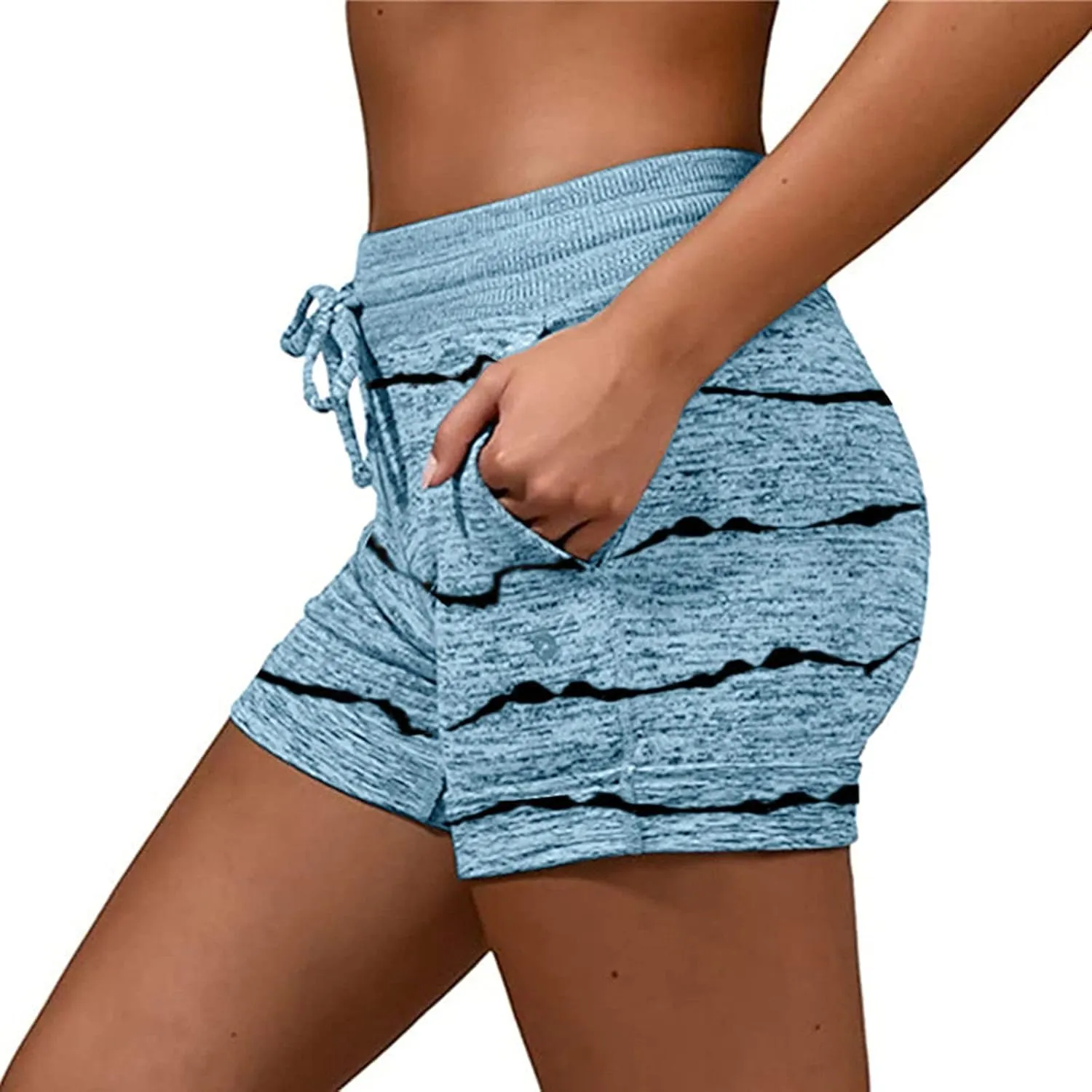 Summer Printed Cotton Shorts for Women 2024 Casual Elastic High Waist Gym Workout Shorts Drawstring Comfort Sweat Shorts
