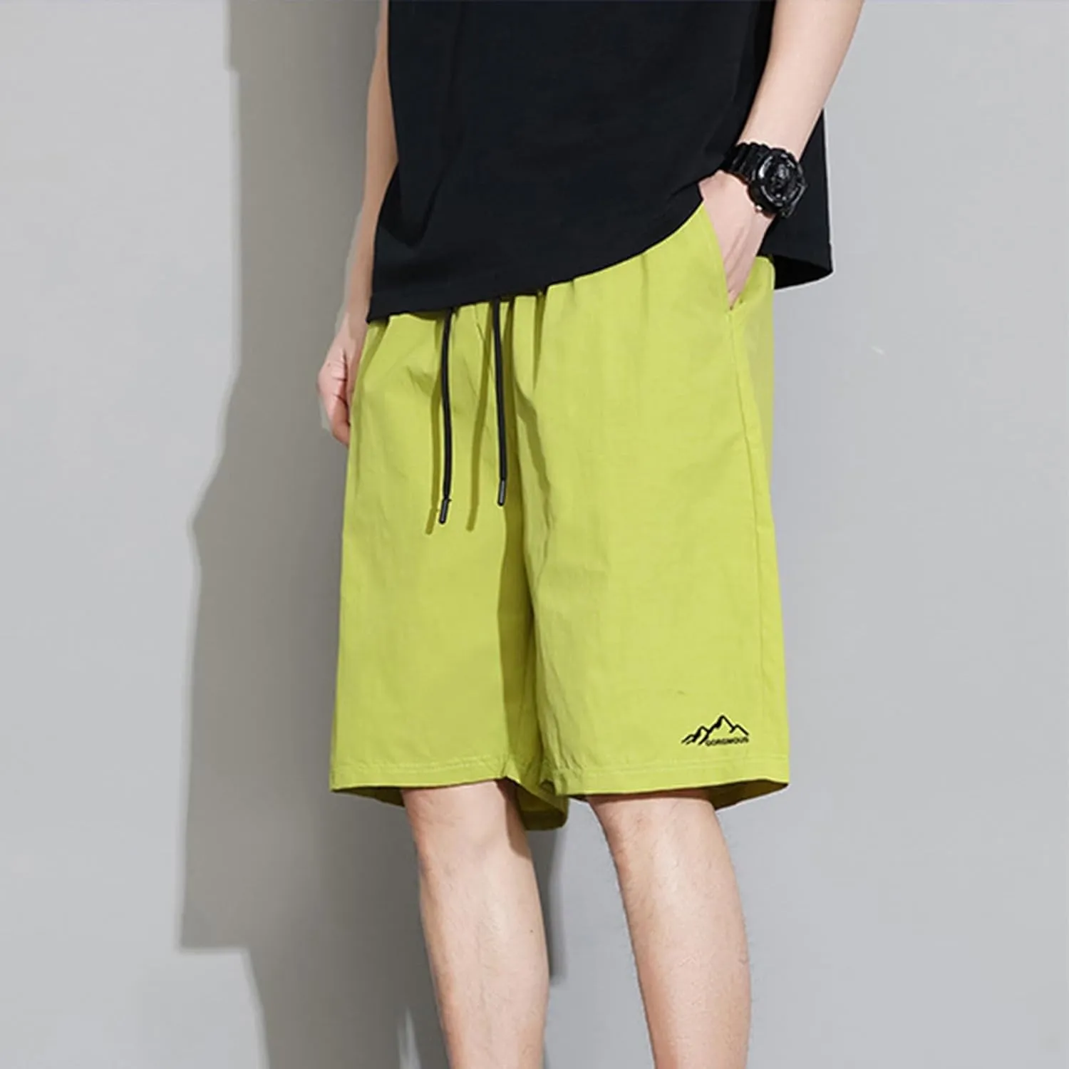 Summer Shorts for Men Elastic Waist Straight Leg Casual Beach Shorts Relaxed Fit Big and Tall Drawstring Outdoor Hiking Pants
