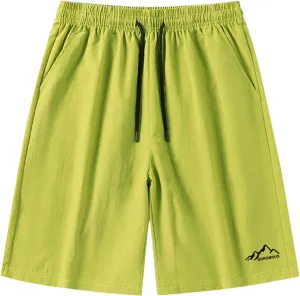 Summer Shorts for Men Elastic Waist Straight Leg Casual Beach Shorts Relaxed Fit Big and Tall Drawstring Outdoor Hiking Pants