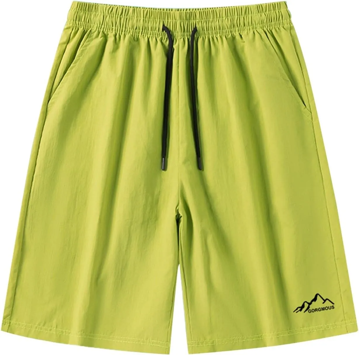 Summer Shorts for Men Elastic Waist Straight Leg Casual Beach Shorts Relaxed Fit Big and Tall Drawstring Outdoor Hiking Pants