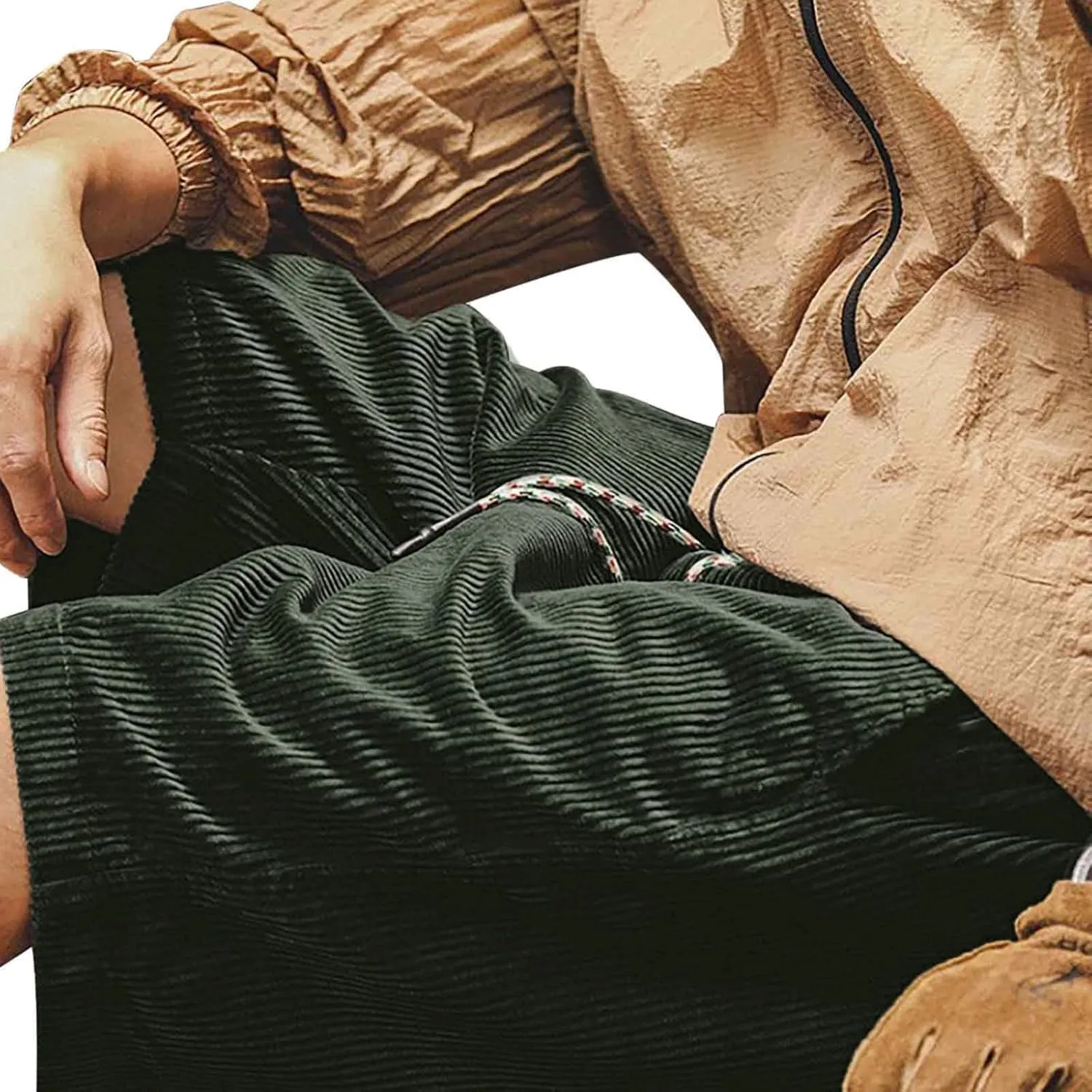 Summer Shorts for Men Elastic Waist Straight Leg Casual Beach Shorts Relaxed Fit Big and Tall Drawstring Outdoor Hiking Pants