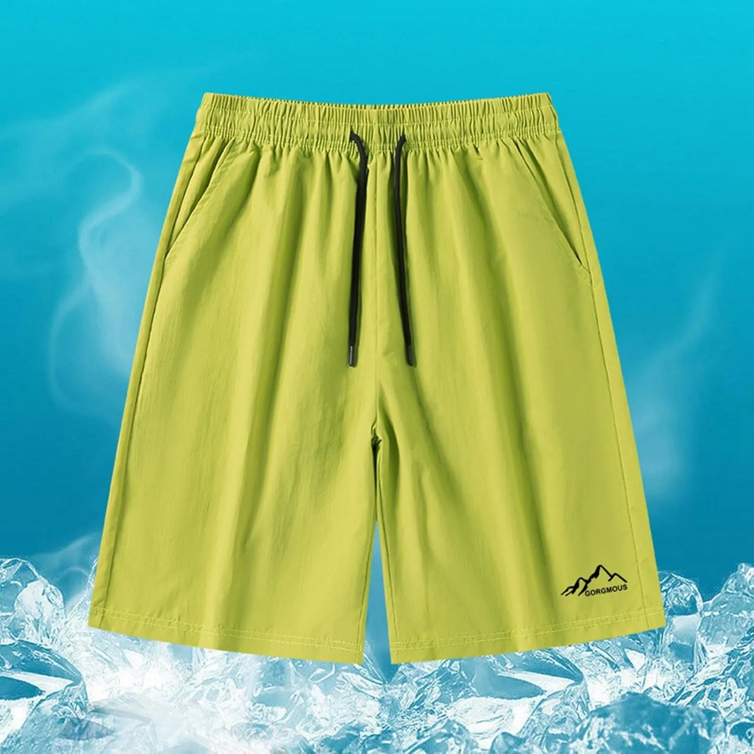 Summer Shorts for Men Elastic Waist Straight Leg Casual Beach Shorts Relaxed Fit Big and Tall Drawstring Outdoor Hiking Pants