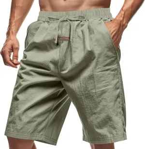 Summer Shorts for Mens Elastic Waist Drawstring Casual Pants Loose Fit Lightweight Vacation Beach Shorts with Pockets