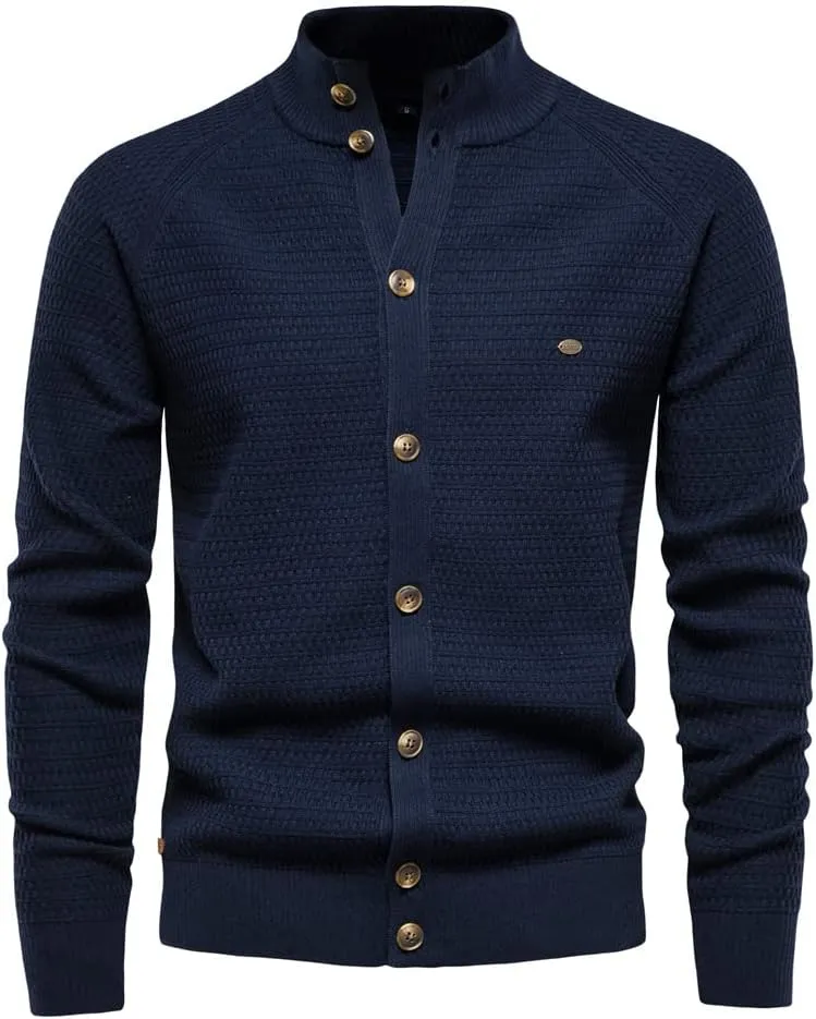 Sweater Cardigan Jackets for Mens Shawl Collar Cardigan Sweater Cable Knit Casual Button Down Trench Coat