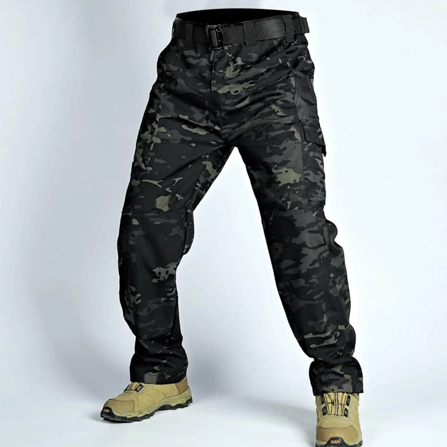 Tactical Pants for Men Slim Fit High Stretch Multi-Pocket Durable Cargo Pants Water Proof Elastic Waist Work Pants