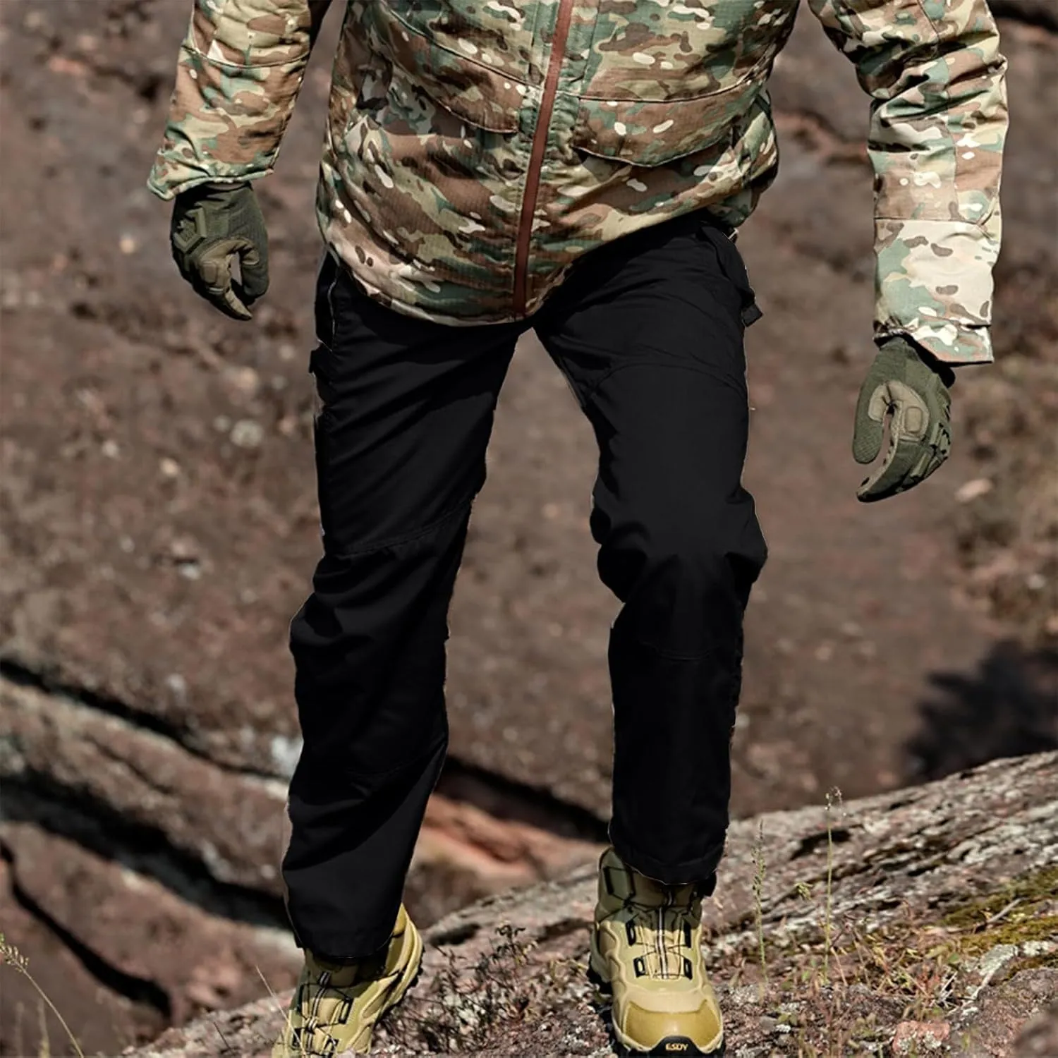 Tactical Pants for Men Slim Fit High Stretch Multi-Pocket Durable Cargo Pants Water Proof Elastic Waist Work Pants