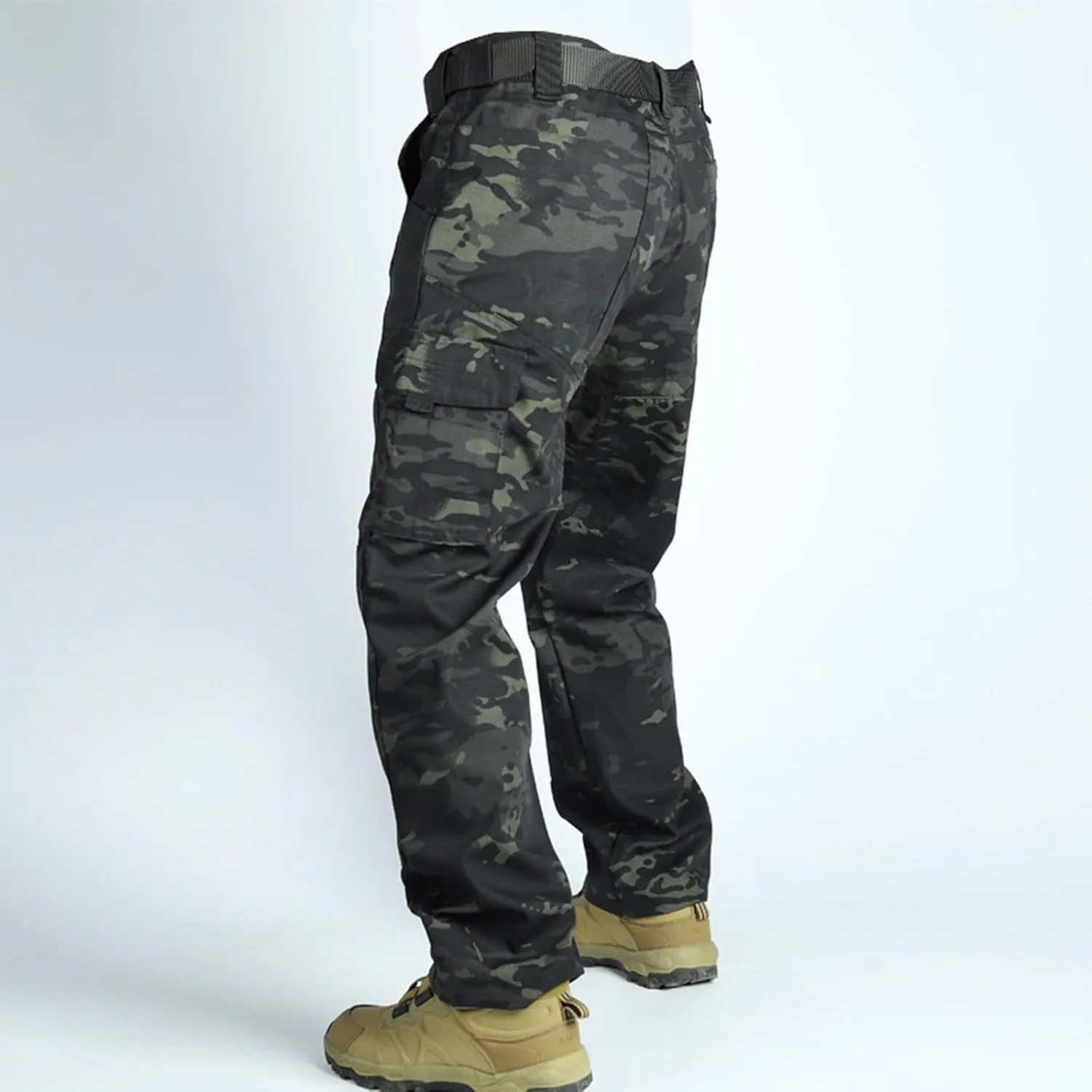 Tactical Pants for Men Slim Fit High Stretch Multi-Pocket Durable Cargo Pants Water Proof Elastic Waist Work Pants