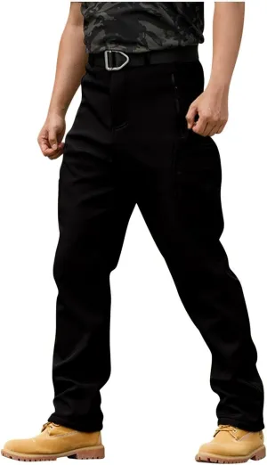 Tactical Pants for Men Waterproof Hiking Fleece Lined Pants with Multi Pockets Outdoor Flex Camo Cargo Pants