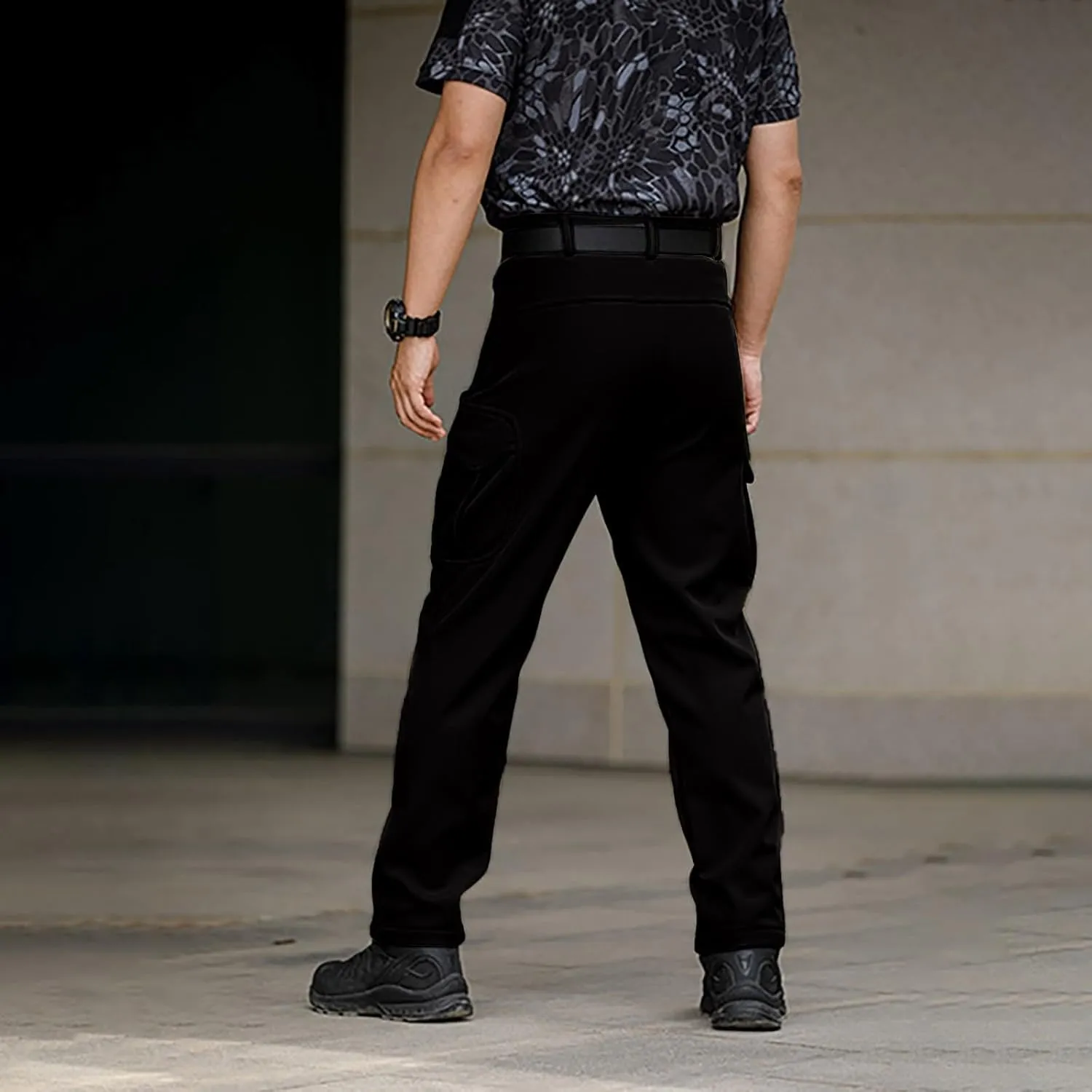 Tactical Pants for Men Waterproof Hiking Fleece Lined Pants with Multi Pockets Outdoor Flex Camo Cargo Pants