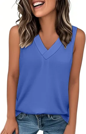 Tank Tops for Women Summer V Neck T Shirts Dressy Casual Sleeveless Comfy Tees Loose Vacation Beach Fashion