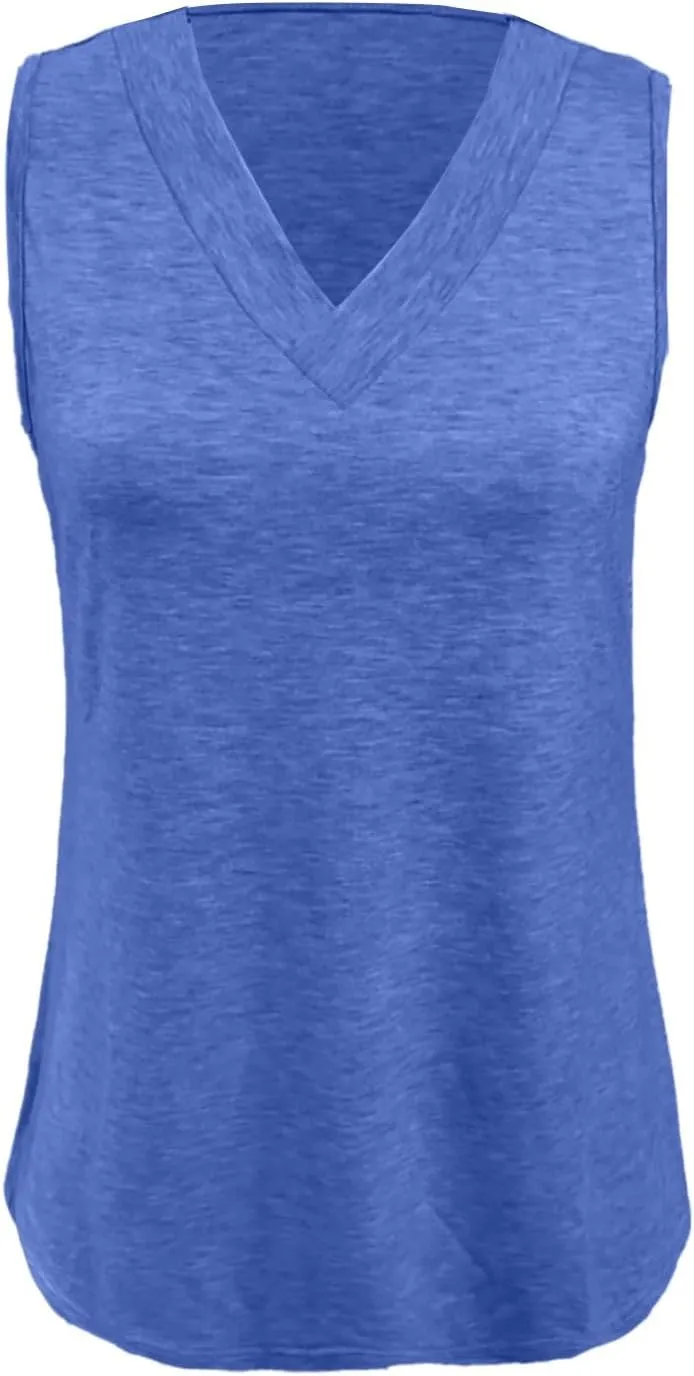 Tank Tops for Women Summer V Neck T Shirts Dressy Casual Sleeveless Comfy Tees Loose Vacation Beach Fashion