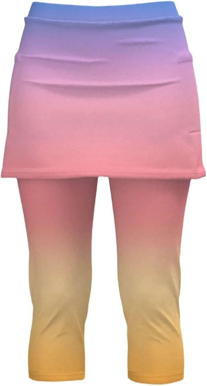 Tennis Skirts with Leggings for Women Capri Yoga Golf Pants Skorts Summer Stretchy Soft Legging with Athletic Skirt