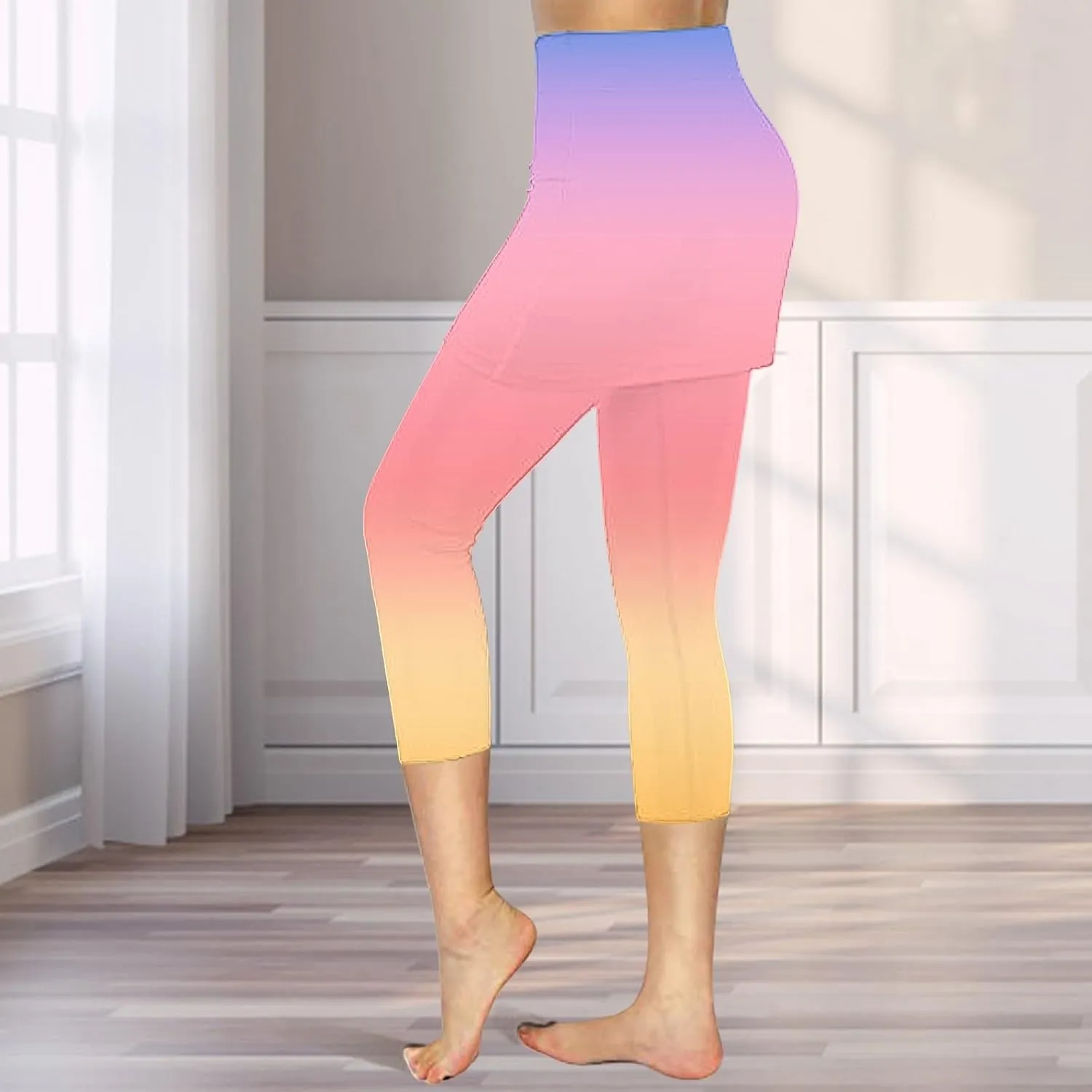 Tennis Skirts with Leggings for Women Capri Yoga Golf Pants Skorts Summer Stretchy Soft Legging with Athletic Skirt