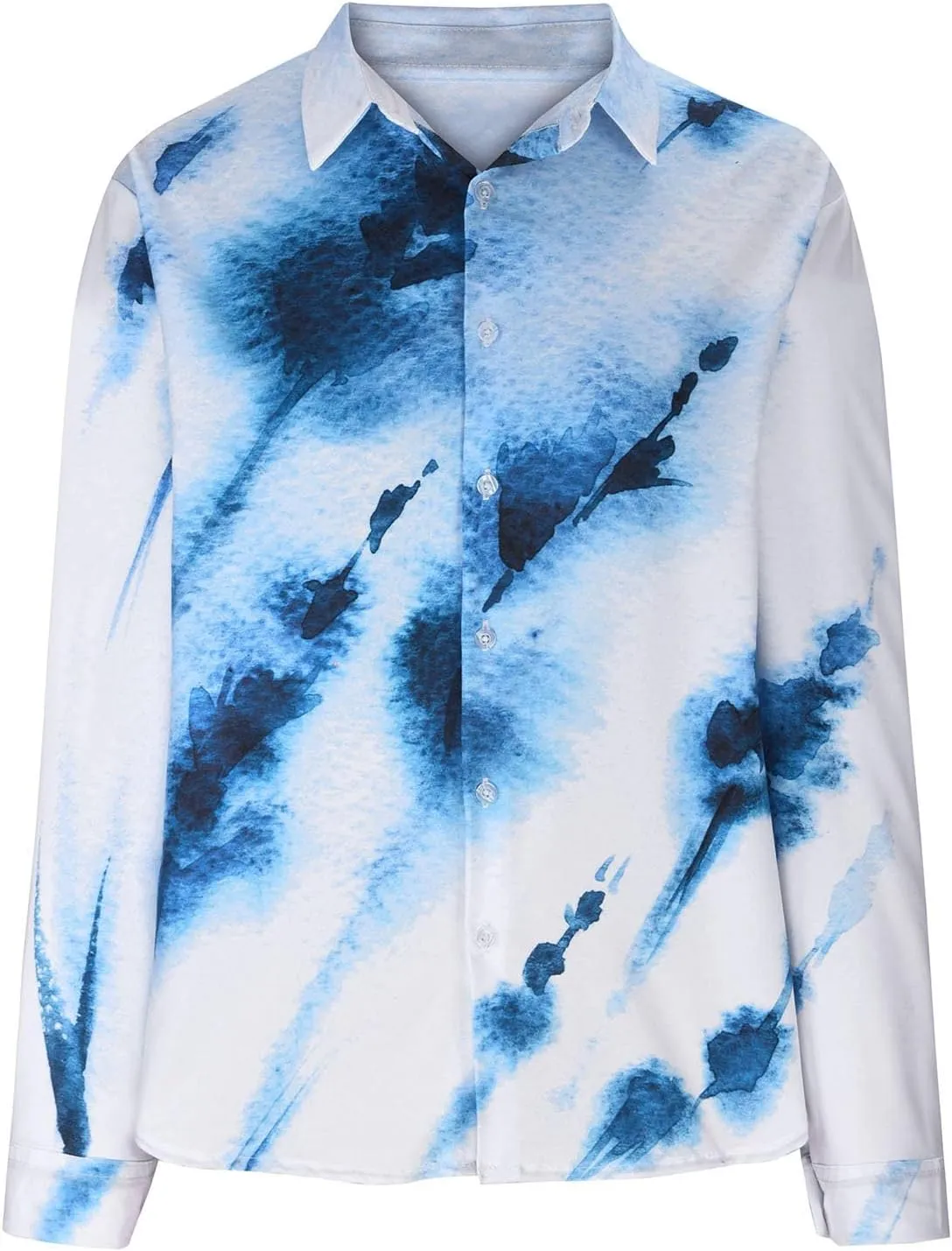 Tops for Women Lapel V Neck Mushroom Print Shirts Summer Cotton Linen Tees Shirts Long Sleeve Button Down Blouses