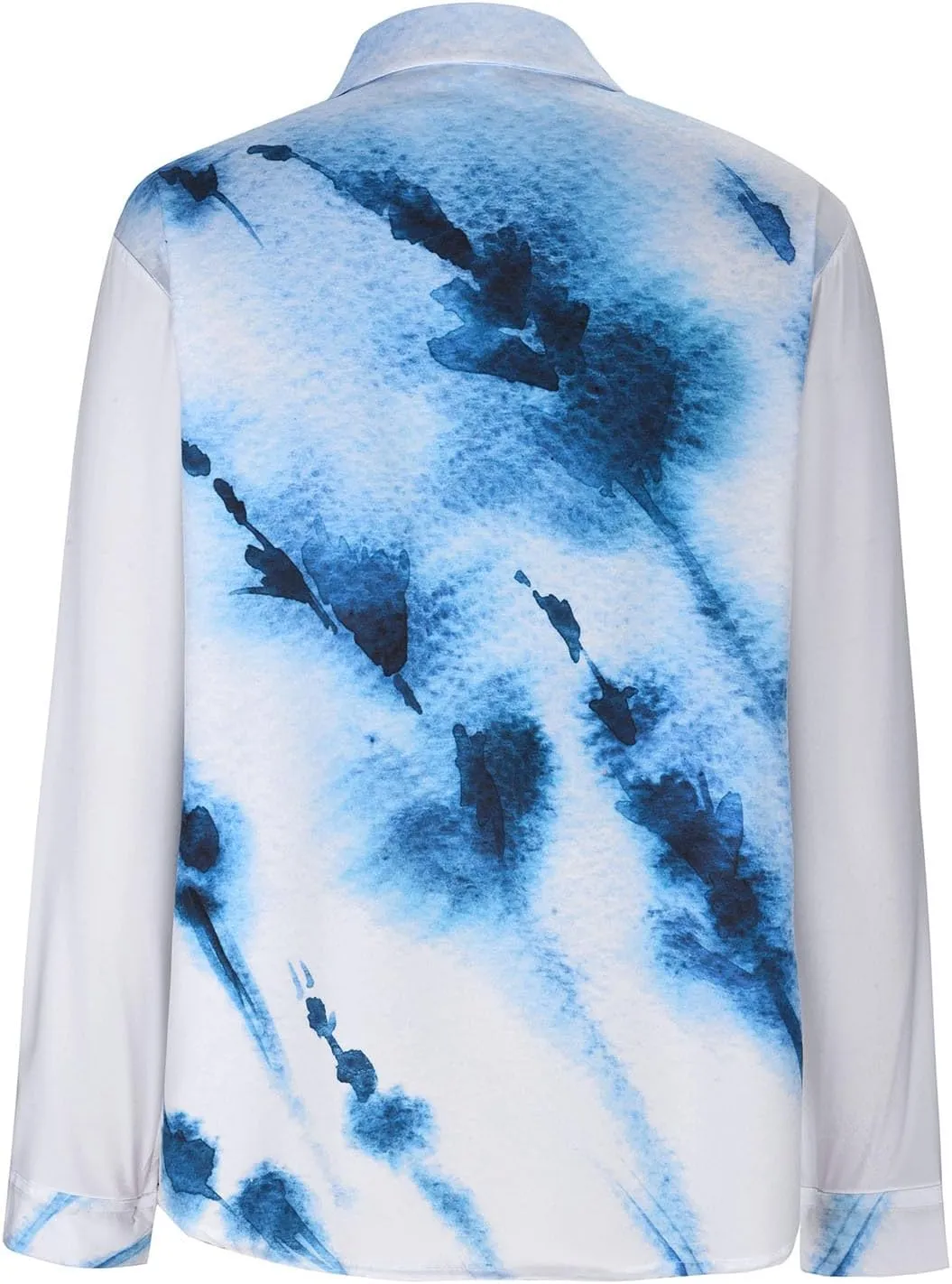 Tops for Women Lapel V Neck Mushroom Print Shirts Summer Cotton Linen Tees Shirts Long Sleeve Button Down Blouses