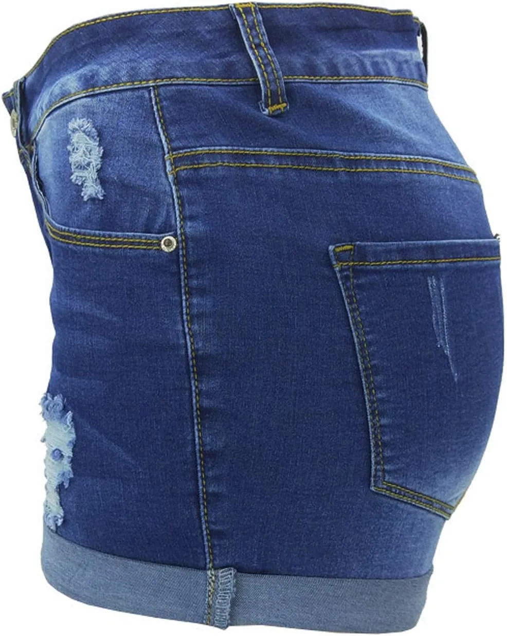 Tulucky Womens Mid Waist Denim Shorts Ripped Hole Juniors Short Jeans