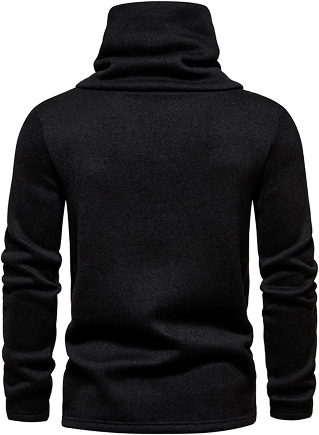 Turtleneck Knitted Sweater for Men Long Sleeve Slim Fit Winter Cowl Neck Pullover Casual Warm Jumper Tops with Buttons
