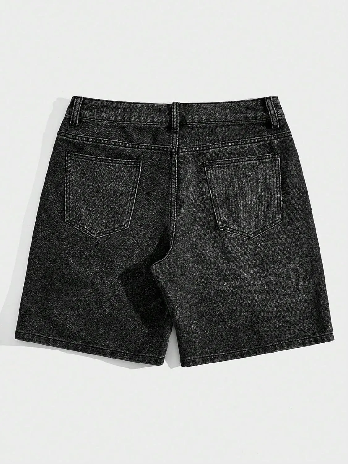 WDIRARA Men's High Waisted Button Straight Leg Denim Shorts with Pockets