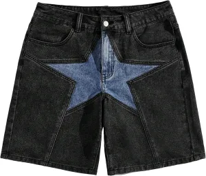 WDIRARA Men's High Waisted Button Straight Leg Denim Shorts with Pockets