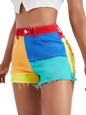 WDIRARA Women's High Waisted Raw Hem Distressed Ripped Casual Denim Shorts