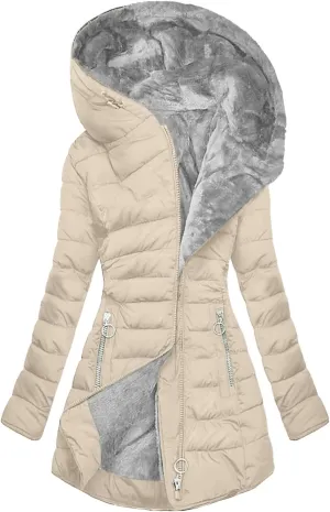 Winter Coats for Women Fleece Lined Hooded Down Puffer Jacket Thicken Warm Parka Jackets with Zipper Pockets