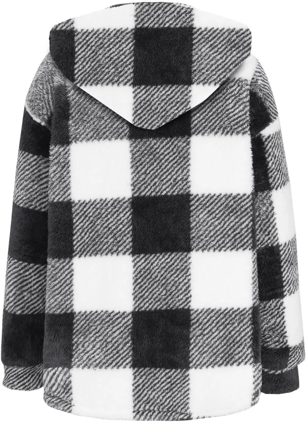 Winter Coats for Women Sherpa Fleece Plaid Hooded Button Up Fuzzy Open Front Jackets Trendy Plush Fluffy Warm Outwear