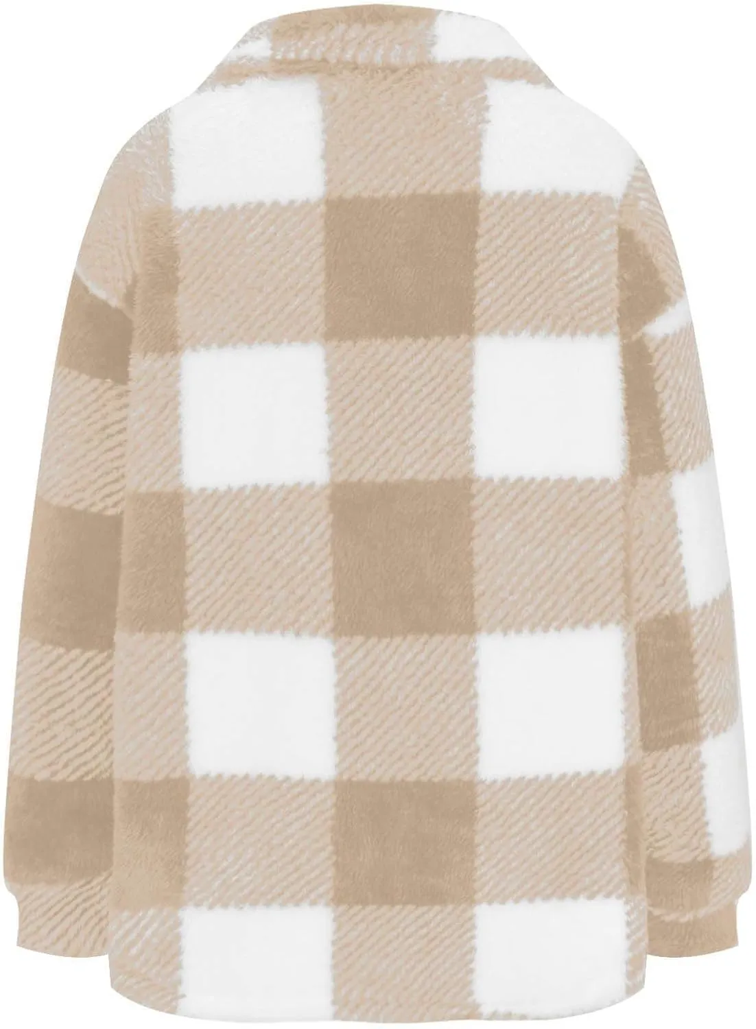 Winter Coats for Women Sherpa Fleece Plaid Hooded Button Up Fuzzy Open Front Jackets Trendy Plush Fluffy Warm Outwear