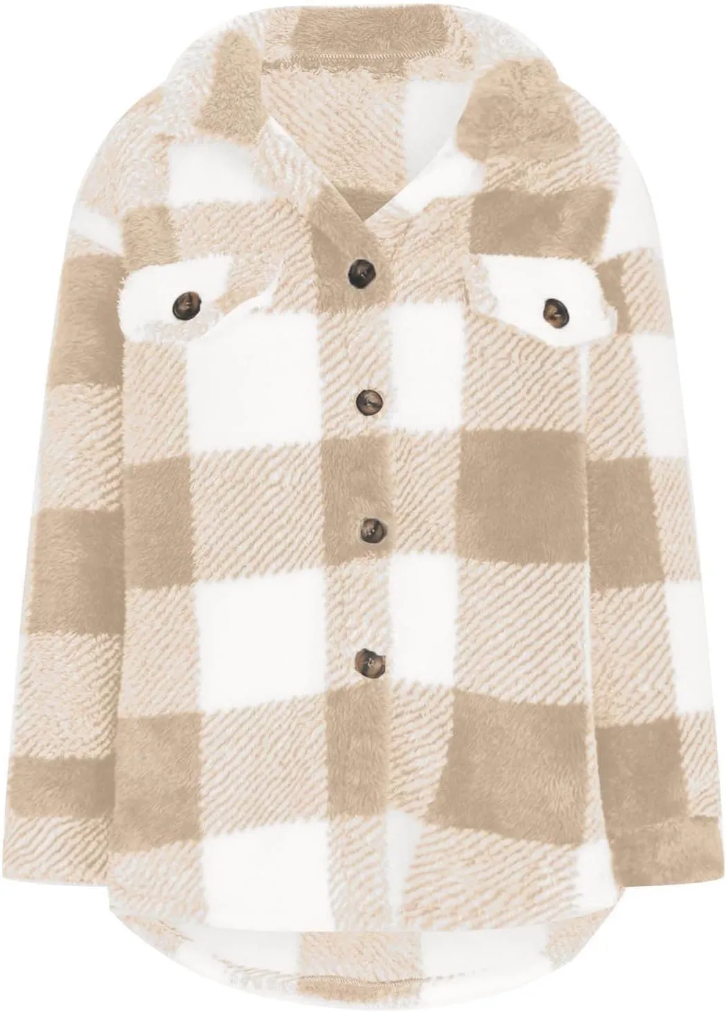 Winter Coats for Women Sherpa Fleece Plaid Hooded Button Up Fuzzy Open Front Jackets Trendy Plush Fluffy Warm Outwear