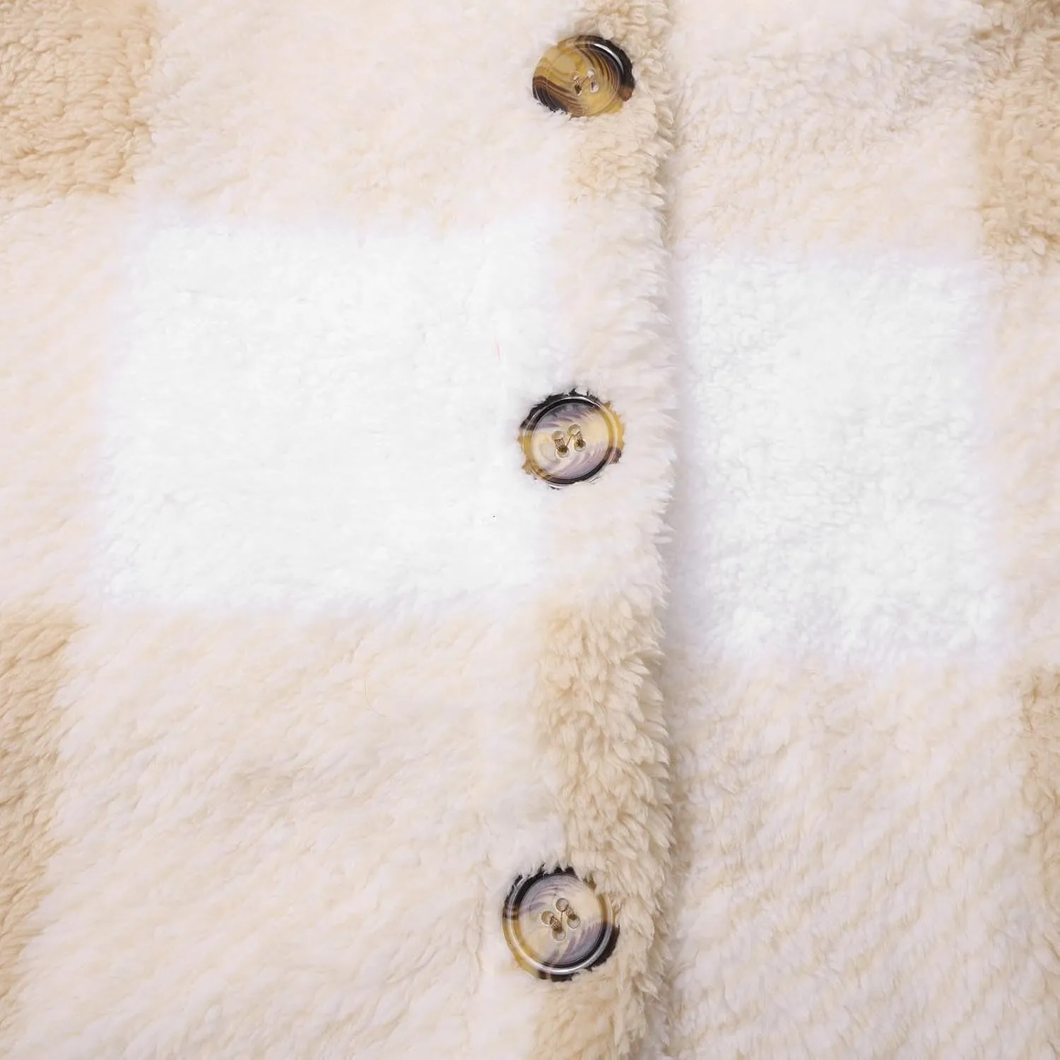 Winter Coats for Women Sherpa Fleece Plaid Hooded Button Up Fuzzy Open Front Jackets Trendy Plush Fluffy Warm Outwear