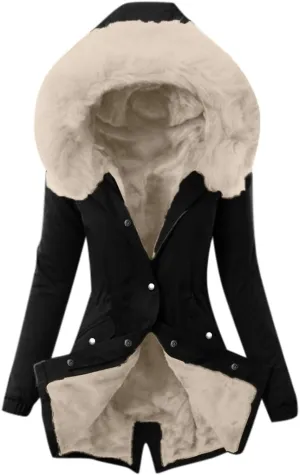 Winter Coats for Women Warm Lamb Wool Coat Mid Length Sherpa Thick Jackets with Hood Parka Jacket