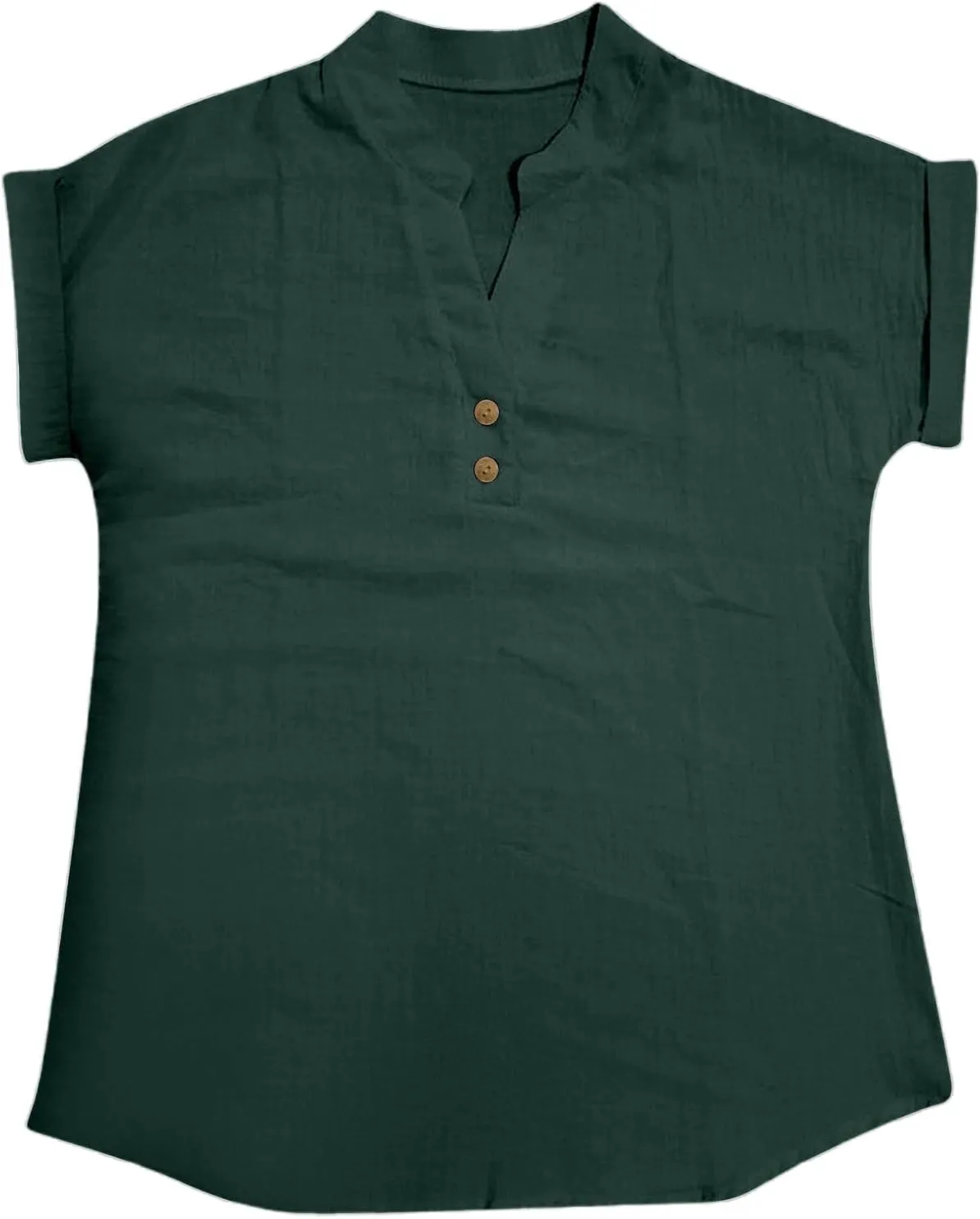 Women Button Up Shirts Solid Short Sleeve Linen Summer Casual Henley Blouse Top Loose Fit Tops