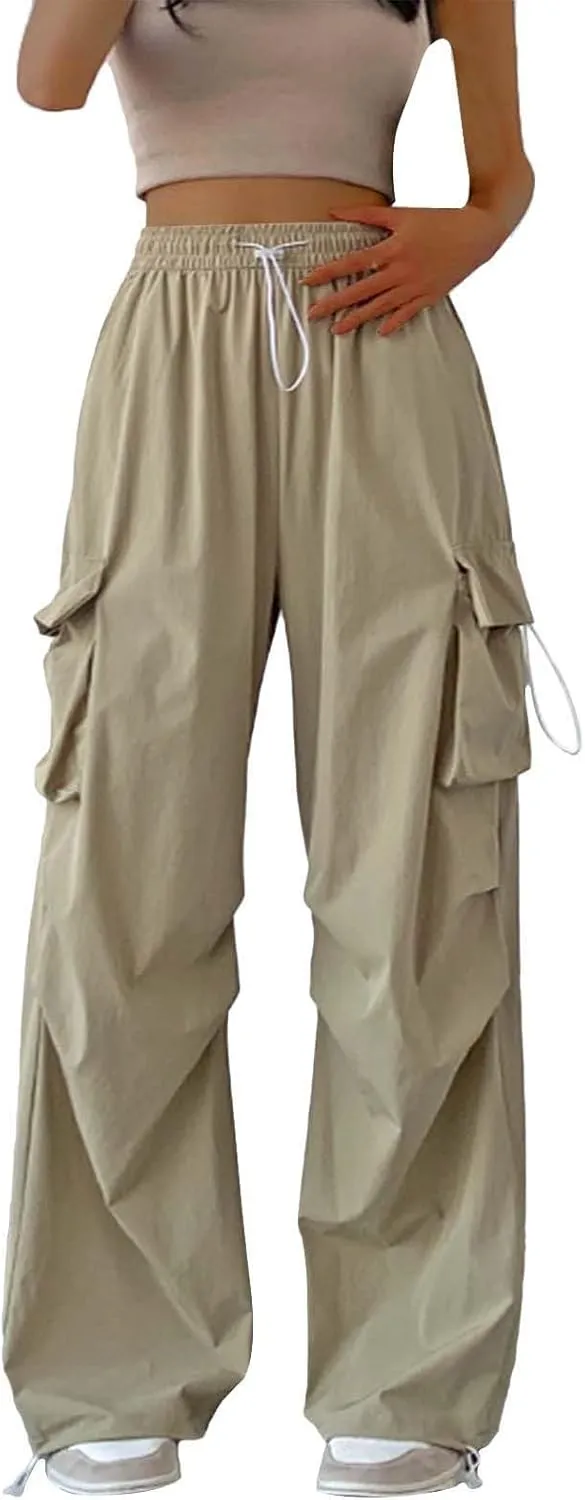 Women Cargo Pants Baggy Y2K Clothing Multi Pockets High Waist Loose Straight Leg Pants Vintage Grunge Aesthetic